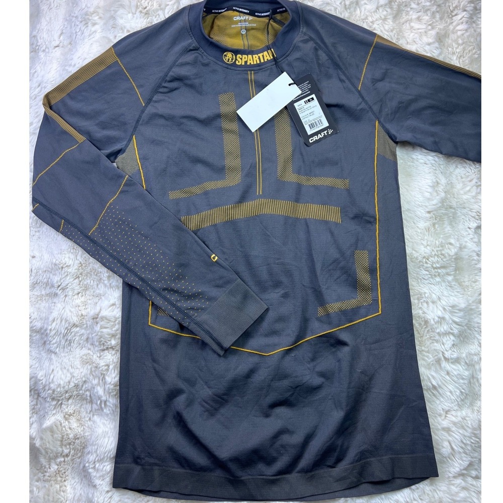 Craft Spartan Active Intensity LS Top Mens XL Grey Yellow 1909312 Base Layer A35
